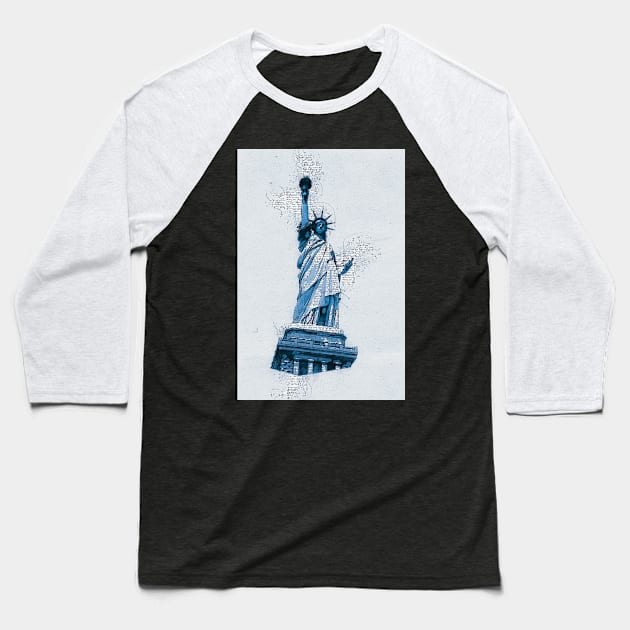 Statue of LIBERTY New York Monument Vintage Blue Art Style Baseball T-Shirt by Naumovski